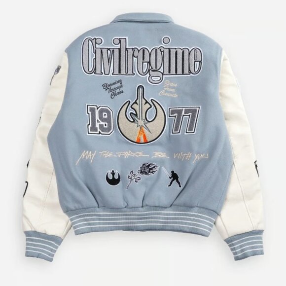 Civil Regime Star Wars Rebellion Collared Letterman Jacket in Gray Natural - M - Picture 6 of 7